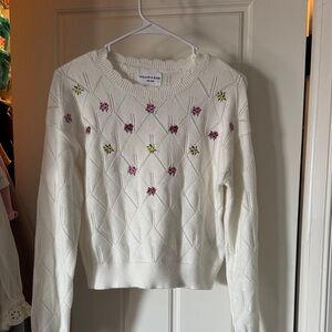 Wild Fable Cream Sweater with Pink and Yellow Floral Accents
